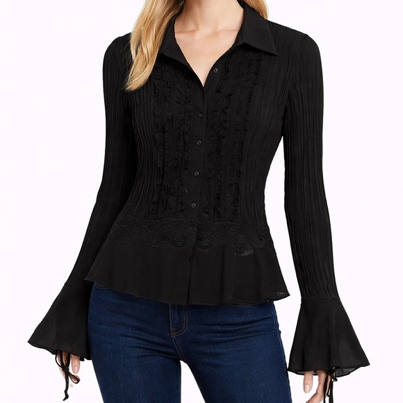 Sunny Taylor Tops - Sunny Taylor Black Ruffled Blouse